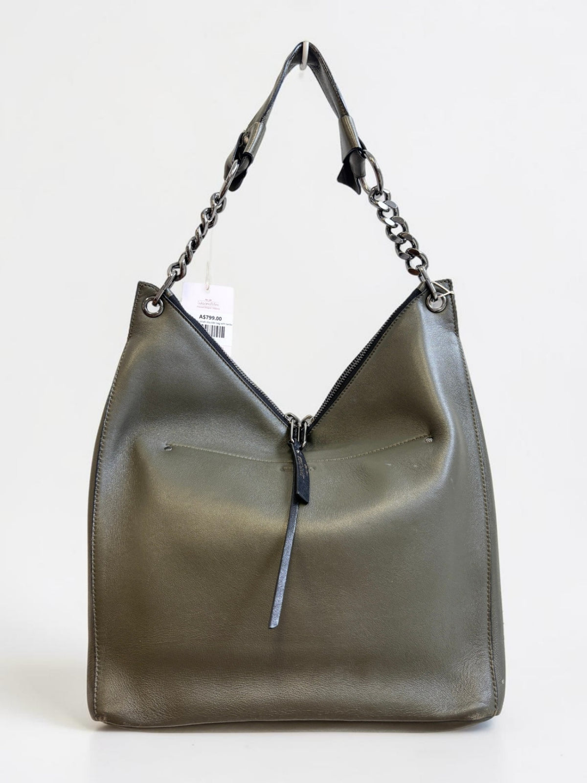 Jimmy Choo Raven Shoulder Bag – Khaki Leather