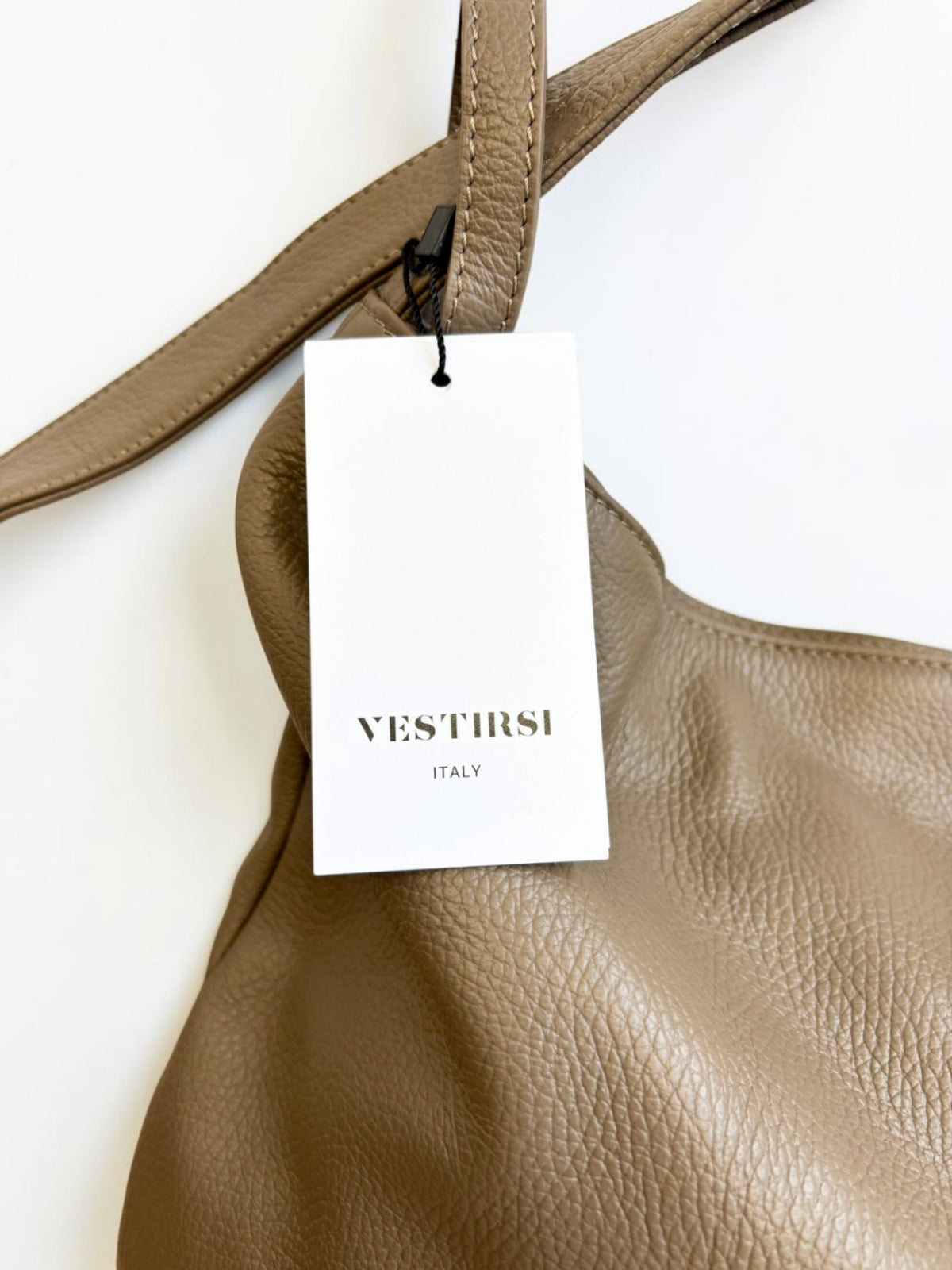 Vestirsi Taupe Italian Leather Slouchy Hobo Bag — New With Tags