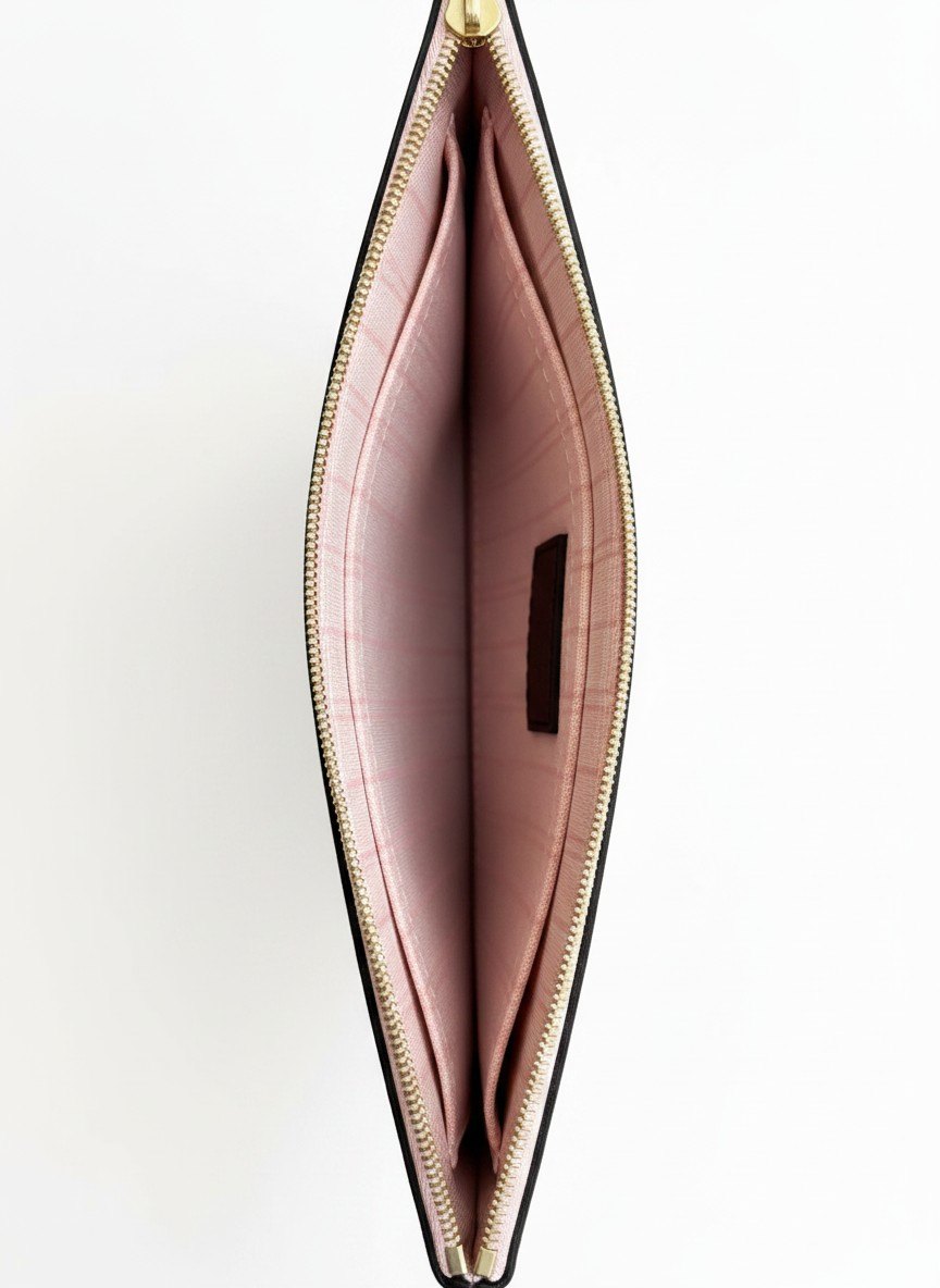 Louis Vuitton Neverfull Pochette — Damier Ebene / Rose Ballerine
