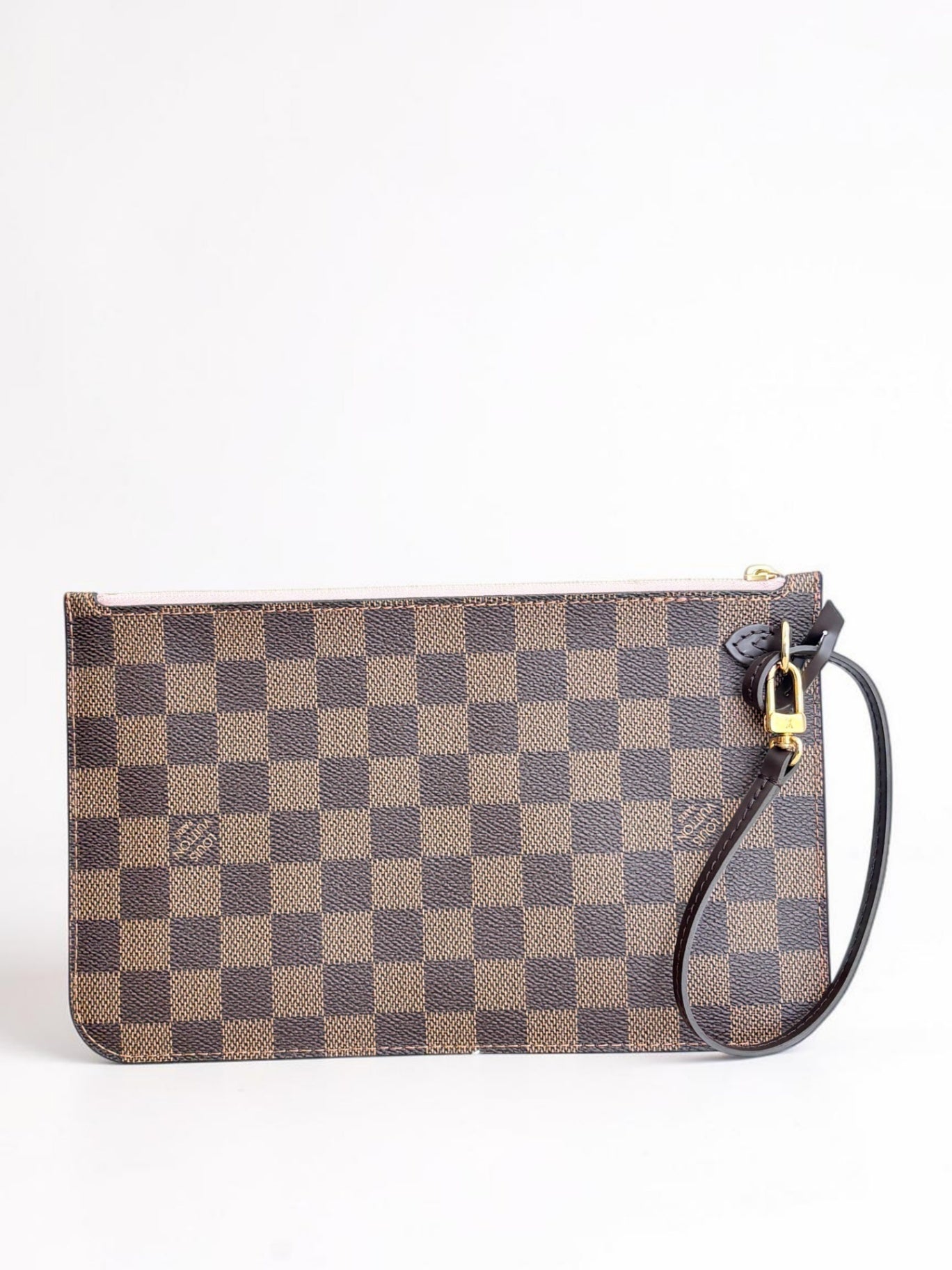 Louis Vuitton Neverfull Pochette — Damier Ebene / Rose Ballerine