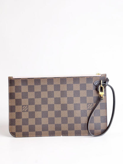 Louis Vuitton Neverfull Pochette — Damier Ebene / Rose Ballerine
