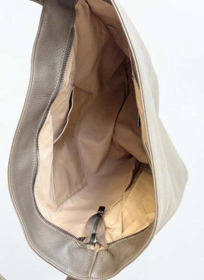 Vestirsi Taupe Italian Leather Slouchy Hobo Bag — New With Tags