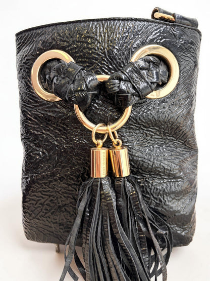 Michael Kors Black Patent Leather Tassel Shoulder Bag