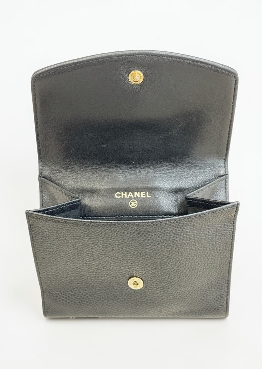 Chanel Vintage Small Caviar Black Wallet
