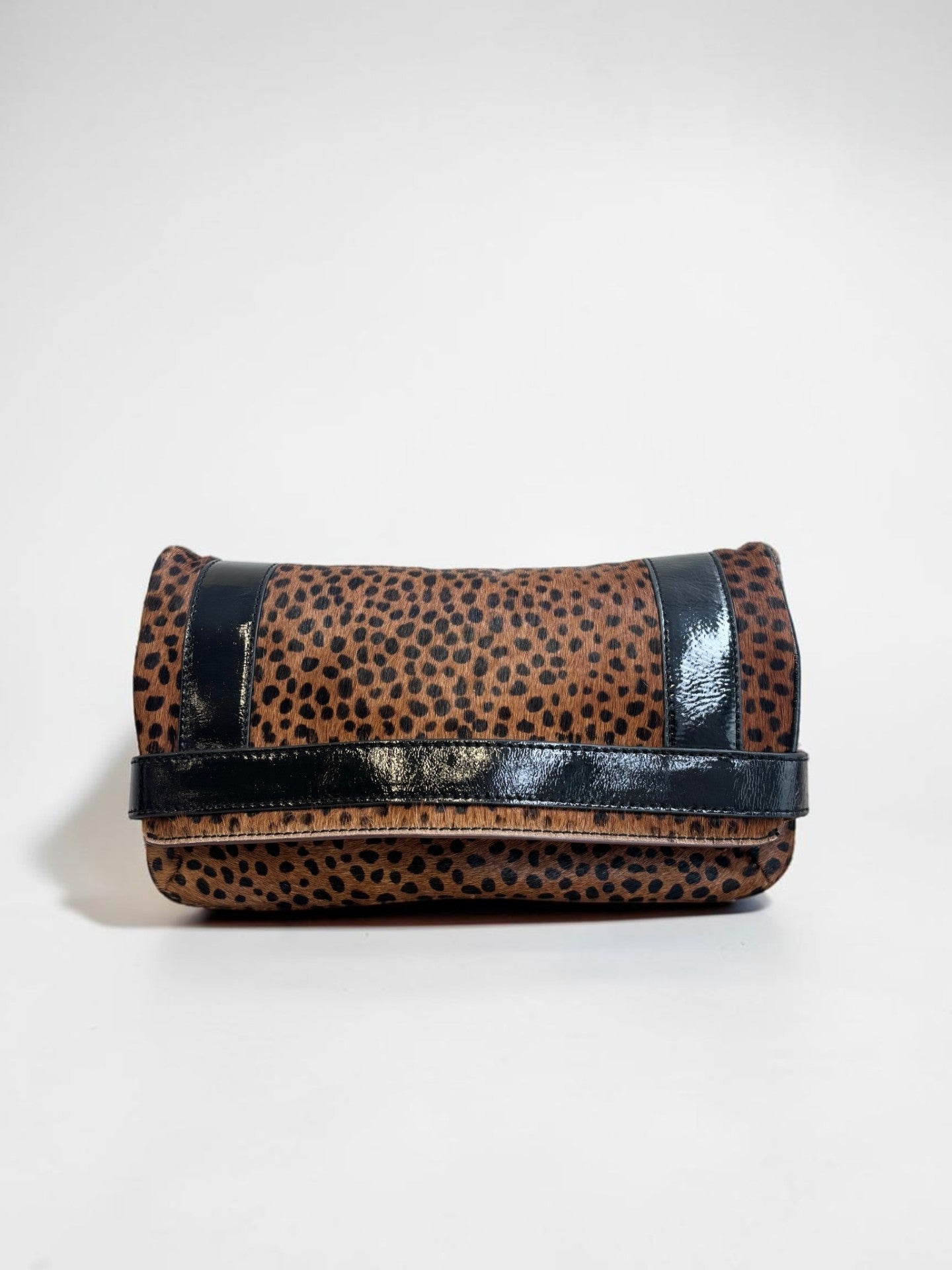 Estilo Emporio Leather Leopard and Black Clutch