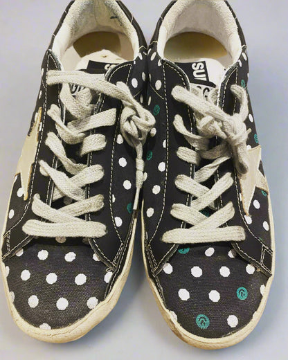 Golden Goose Superstar Sneakers – Black Polka Dot Print, NWT in Box- Size 37