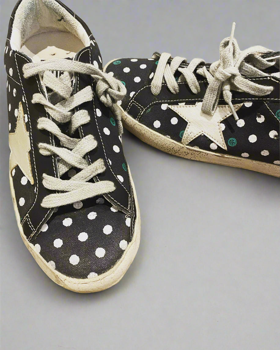 Golden Goose Superstar Sneakers – Black Polka Dot Print, NWT in Box- Size 37