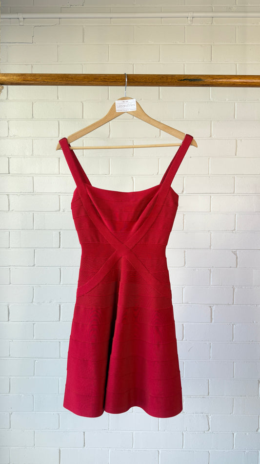 Herve Leger Red Mini Dress- Size XS