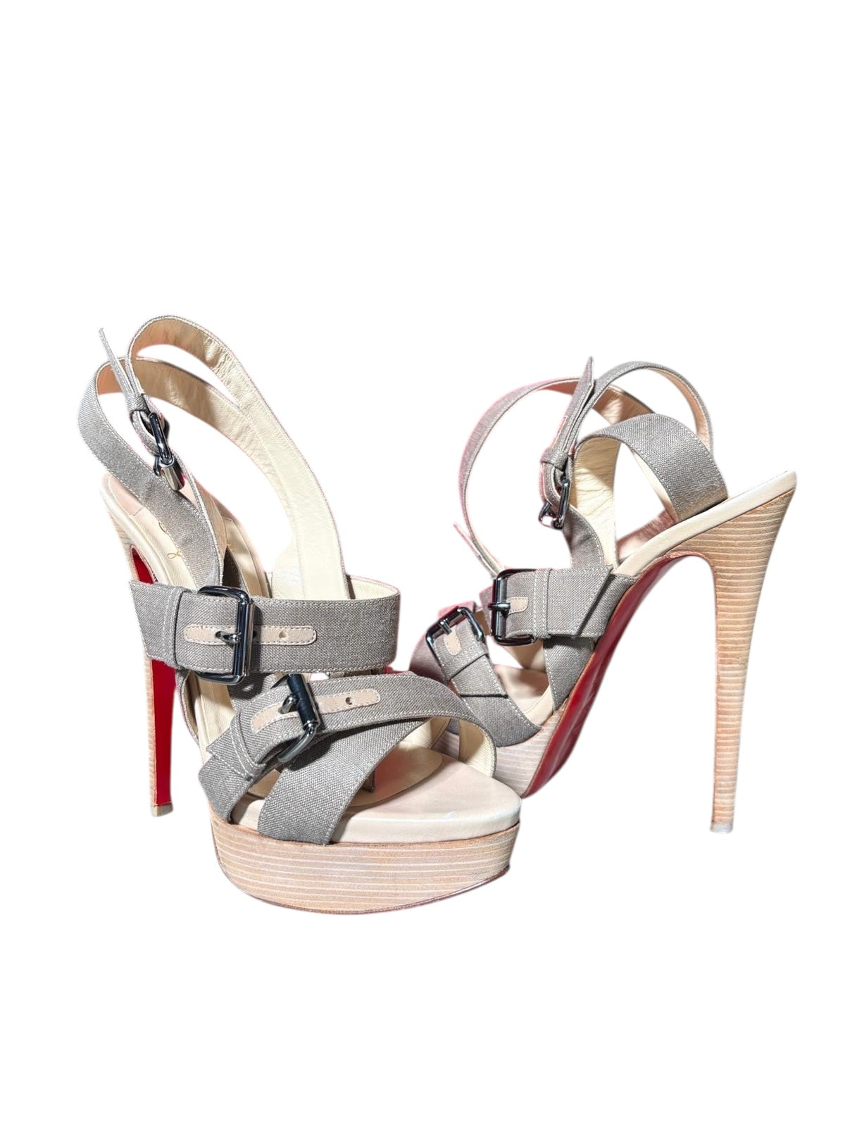 Christian Louboutin Toutenkaboucle 150 Sandals – Taupe – Size 37.5