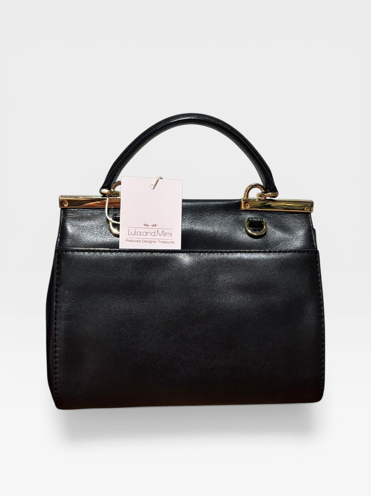 Michael Kors Manhattan Small Top Handle Bag – Black Leather with Gold Hardware