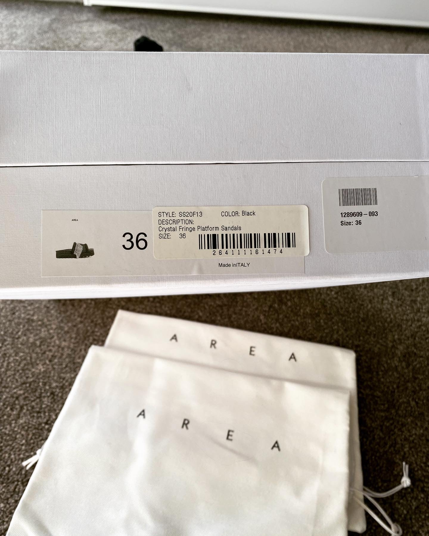 AREA Crystal-Embellished Platform Slides – Black Sandals with Rhinestone Straps- Size 36