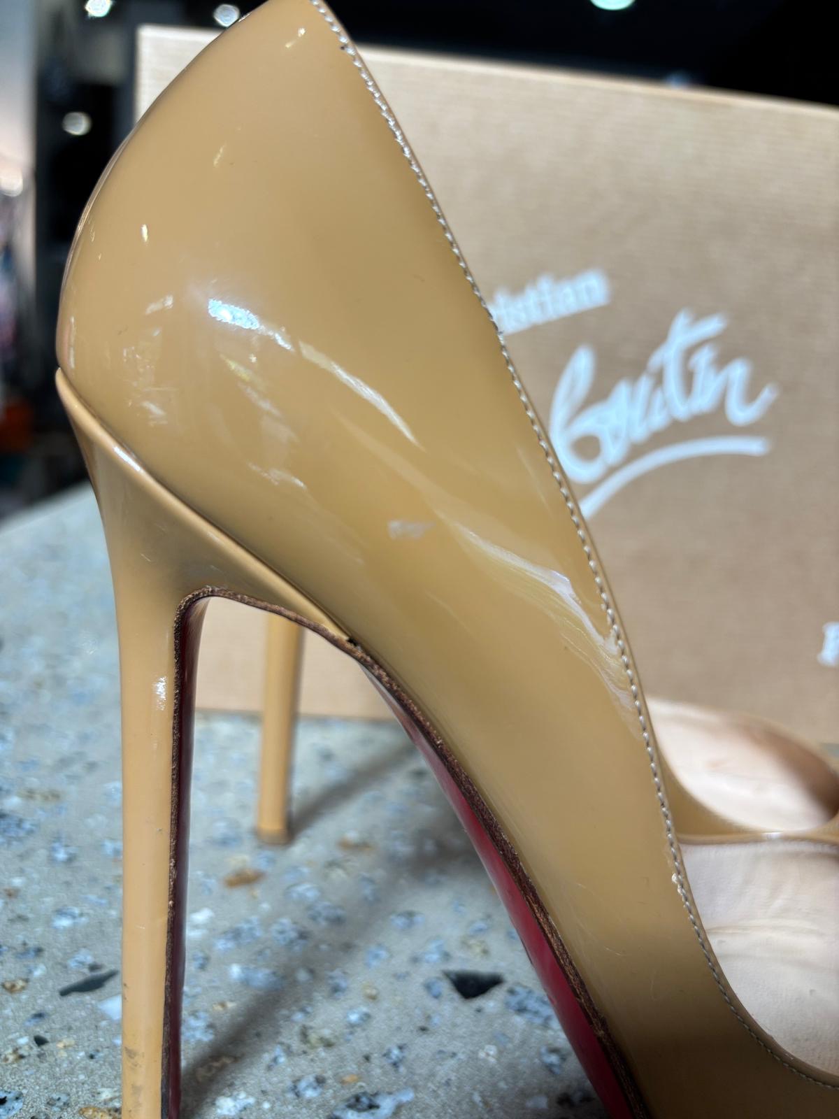 Christina Louboutin Pigalle 120mm Patent Calf in Nude - 37