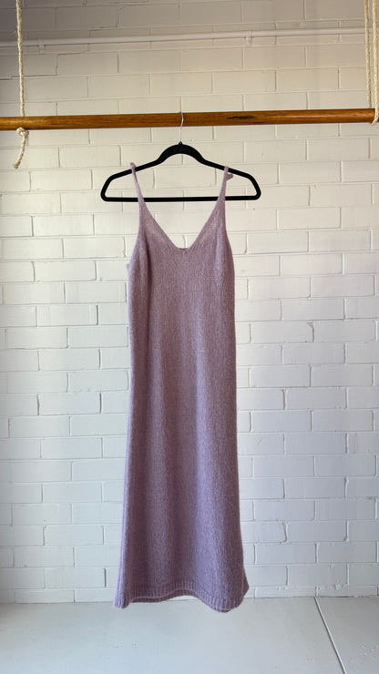 Dries Van Noten Lilac Alpaca Wool Slip Midi Dress Size M – Like New