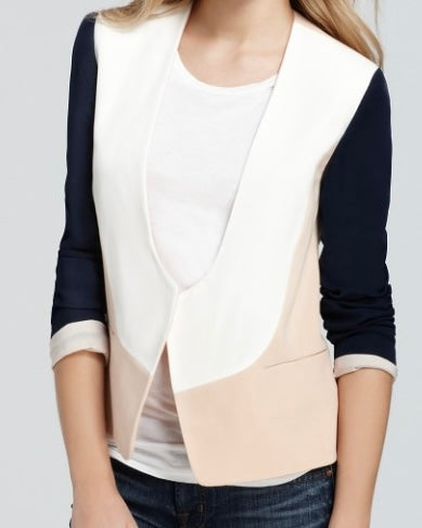 Diane von Fürstenberg Colour-Block Cropped Blazer-Size 10