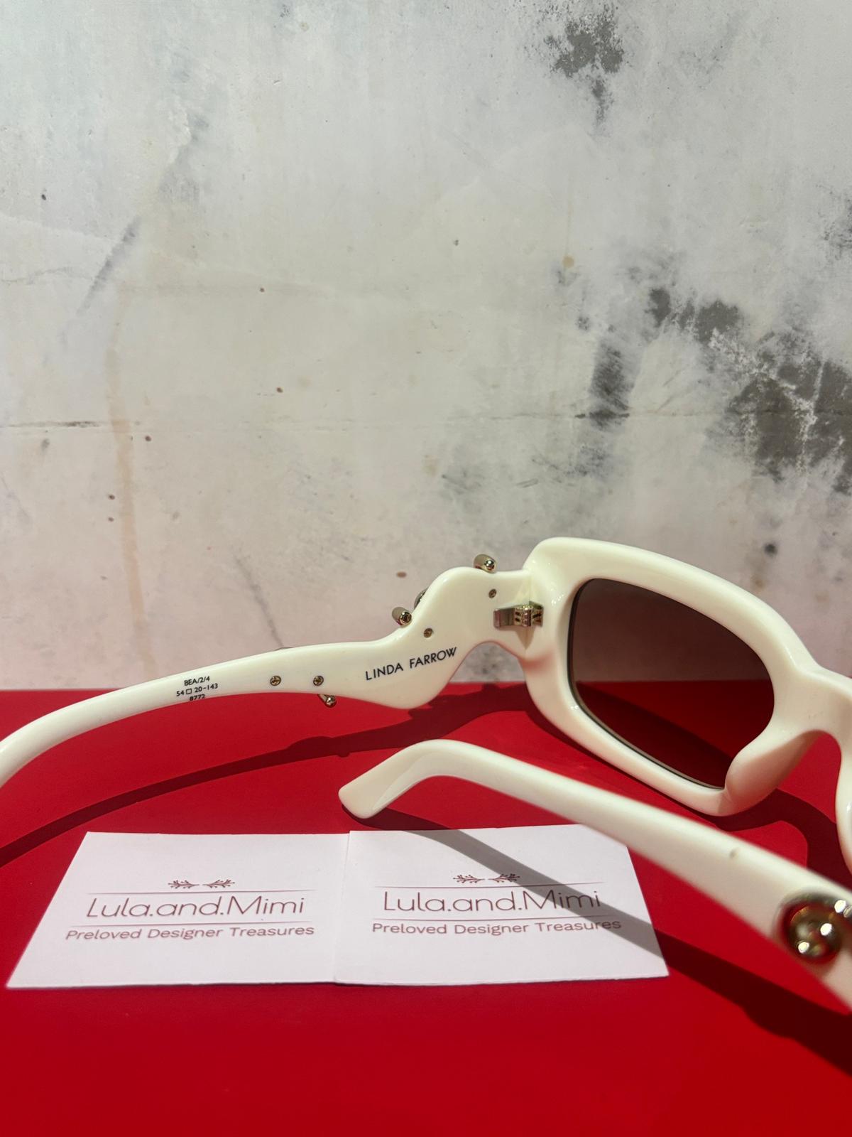 Linda Farrow x Bea Bongiasca Rectangular Sunglasses – White Acetate – New with Original Packaging – RRP $552