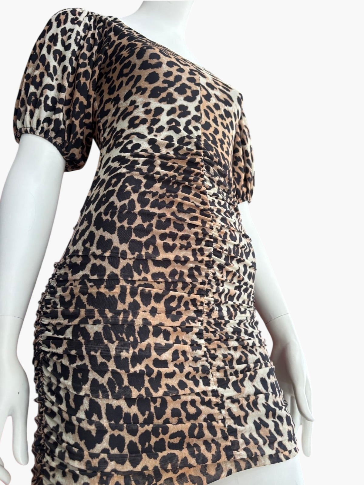 Ganni leapord print mini dress - size 34