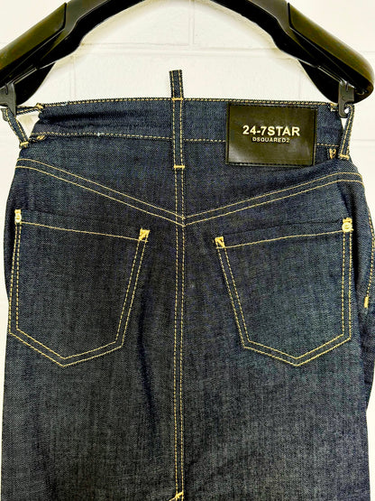 Dsquared2 Denim Jacket & Skirt Set SZ 38/40 Dark Wash NWT Condition