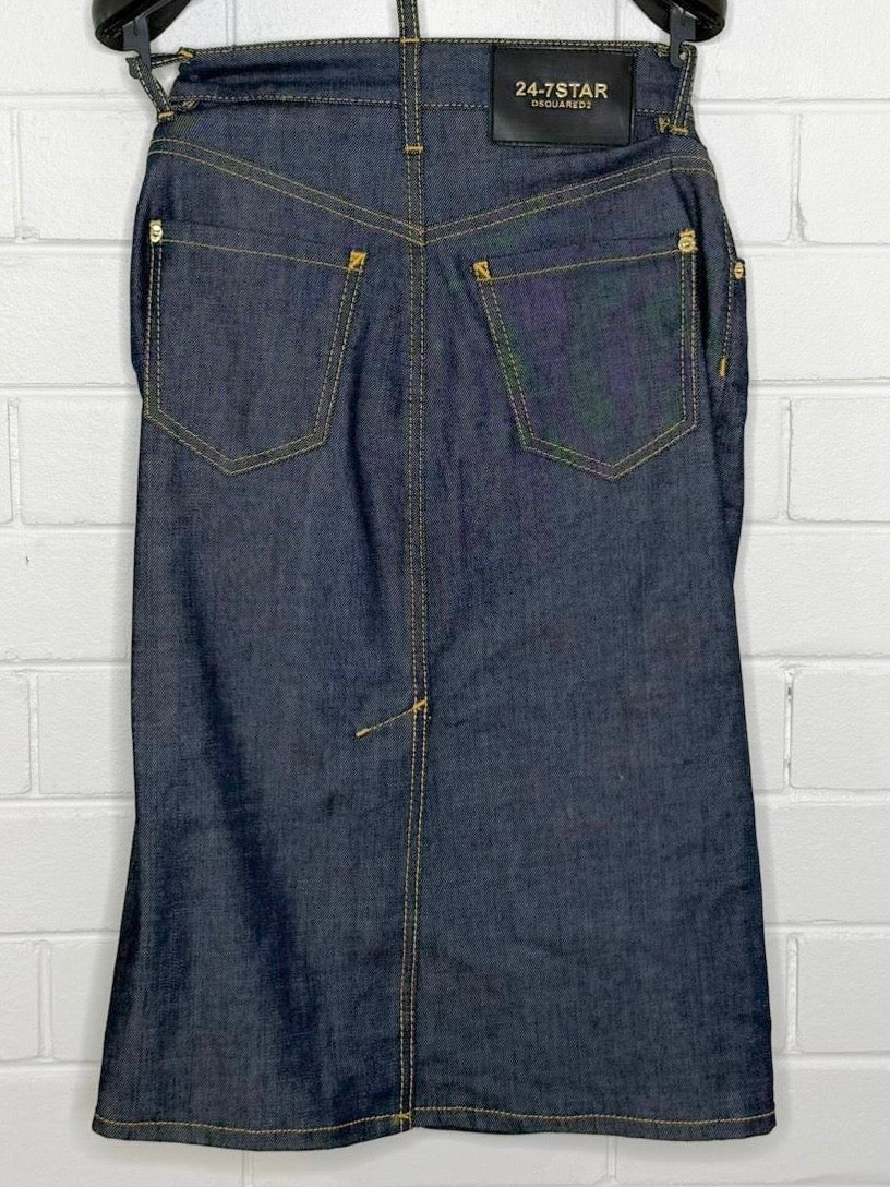 Dsquared2 Denim Jacket & Skirt Set SZ 38/40 Dark Wash NWT Condition