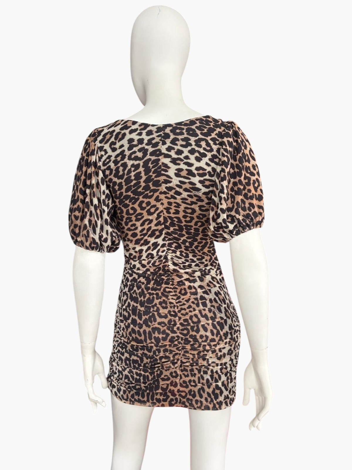 Ganni leapord print mini dress - size 34