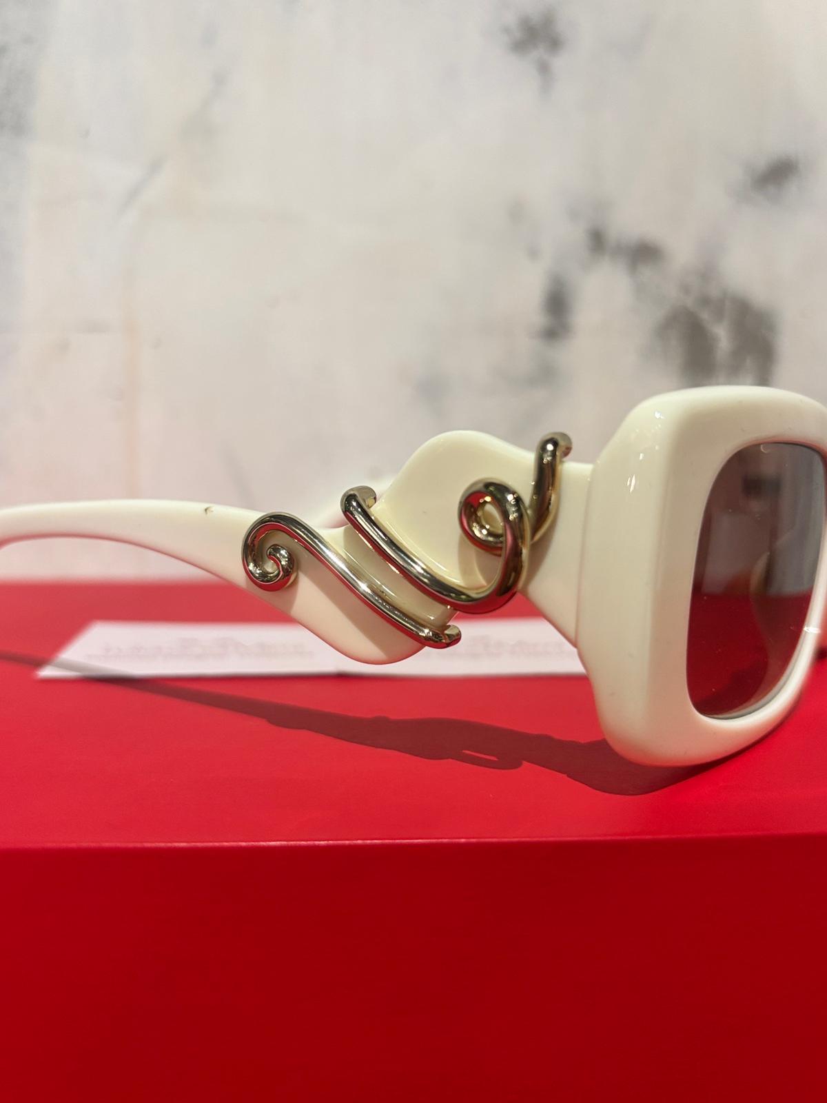 Linda Farrow x Bea Bongiasca Rectangular Sunglasses – White Acetate – New with Original Packaging – RRP $552
