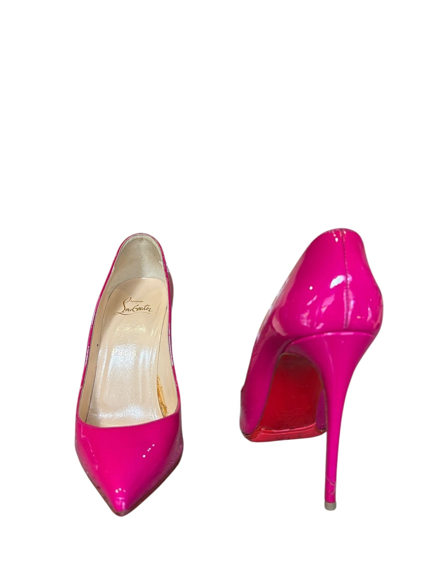 Christian Louboutin Pigalle Follies 100 Patent Pumps – Indian Rose – Size 37.5