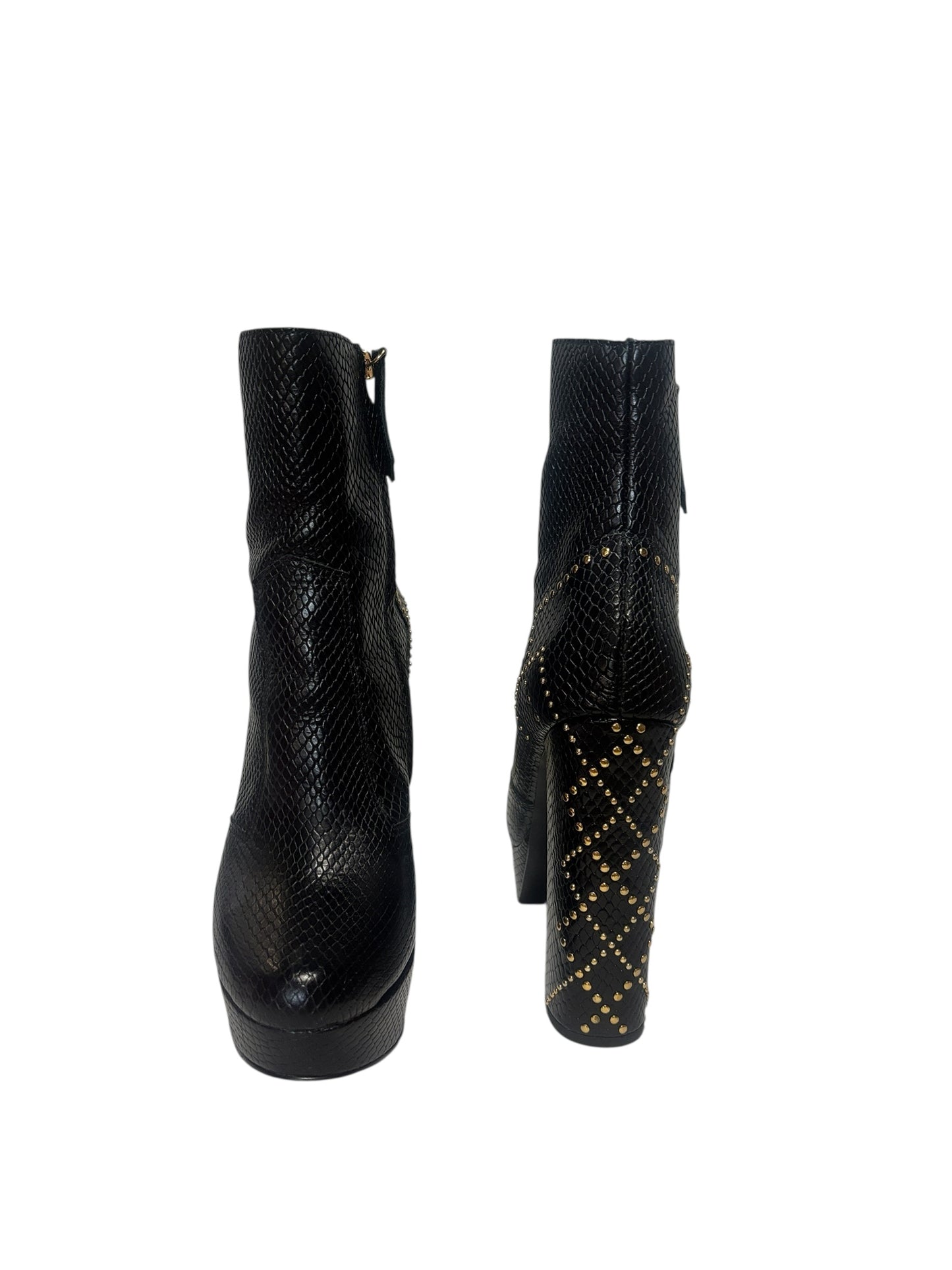 Camilla Platform Boots – Flight Of Amun-Ra – Black Studded Snakeskin Emboss – RRP $568- 39