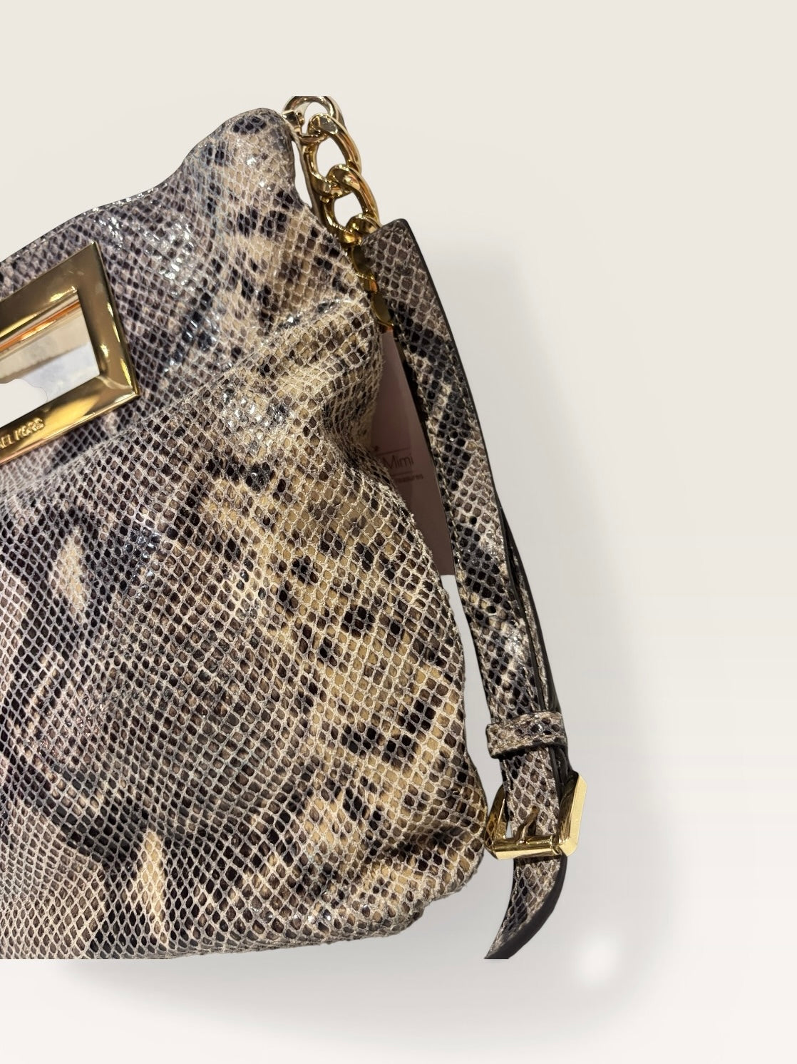 Michael Kors Python Embossed Leather Crossbody Bag – Gold Hardware