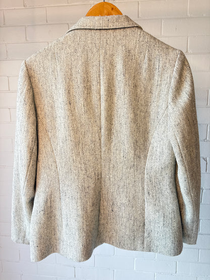 Cappe Fashion Sydney Vintage Wool Blazer in Light Grey- Size 14