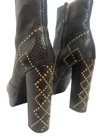 Camilla Platform Boots – Flight Of Amun-Ra – Black Studded Snakeskin Emboss – RRP $568- 39