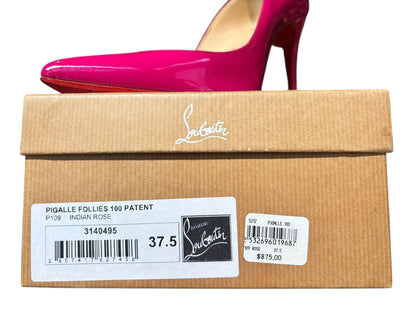 Christian Louboutin Pigalle Follies 100 Patent Pumps – Indian Rose – Size 37.5