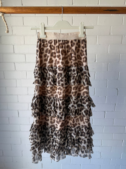 Zimmerman Leopard Tiered Skirt- 0