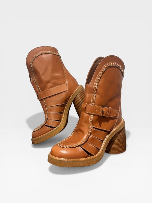 Zimmmermann Brown Whipstitched Leather Ankle Boots - 40