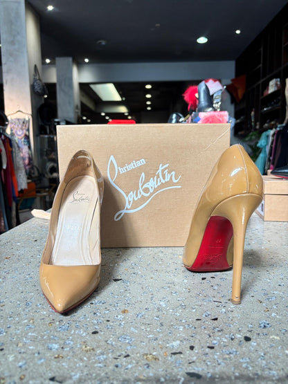 Christina Louboutin Pigalle 120mm Patent Calf in Nude - 37