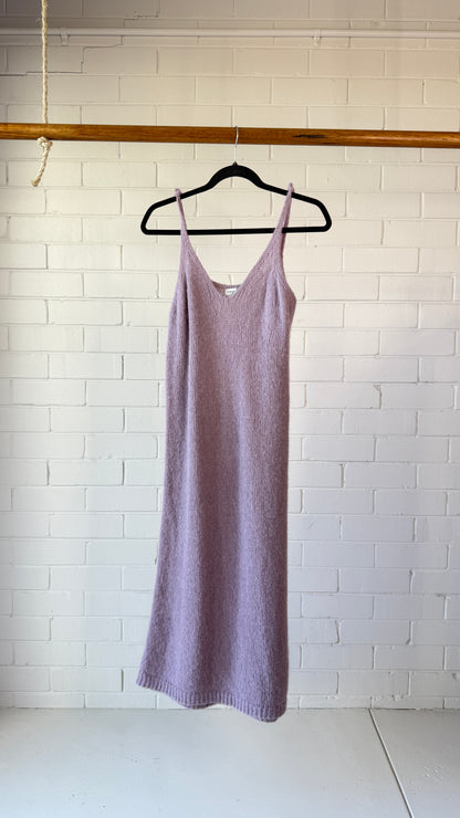 Dries Van Noten Lilac Alpaca Wool Slip Midi Dress Size M – Like New