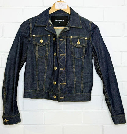 Dsquared2 Denim Jacket & Skirt Set SZ 38/40 Dark Wash NWT Condition