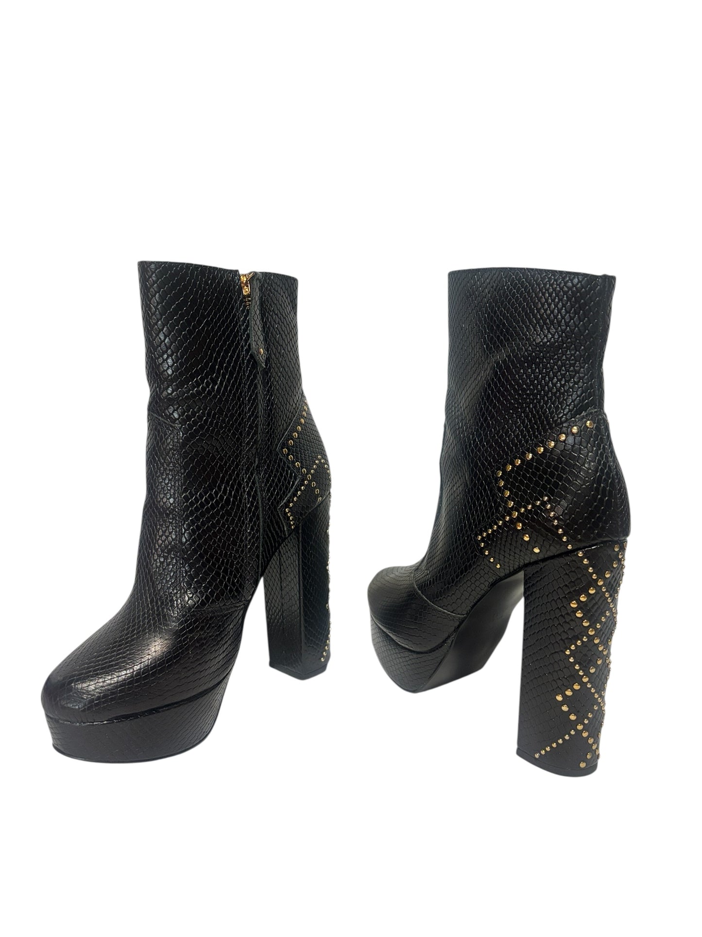 Camilla Platform Boots – Flight Of Amun-Ra – Black Studded Snakeskin Emboss – RRP $568- 39