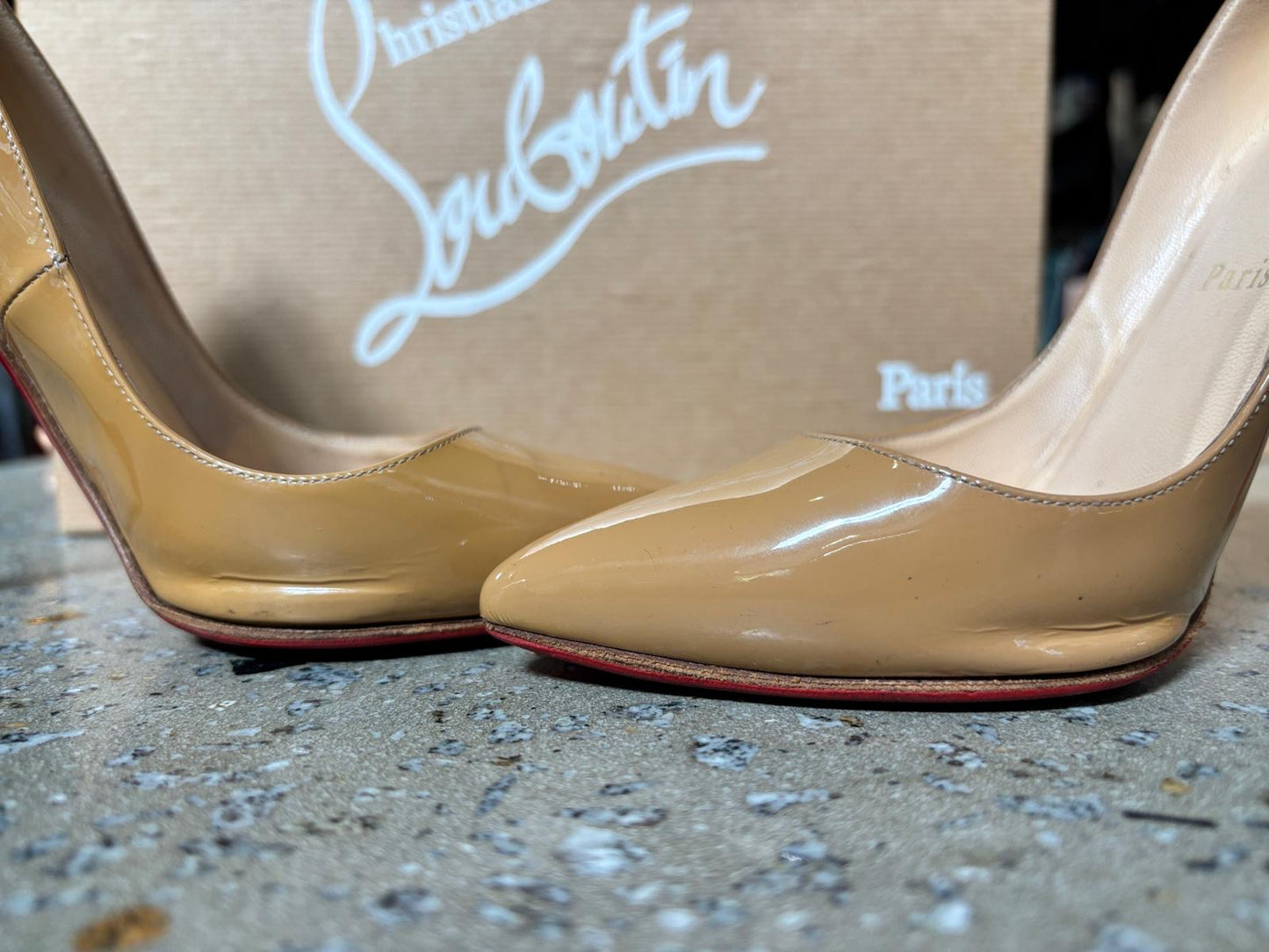Christina Louboutin Pigalle 120mm Patent Calf in Nude - 37