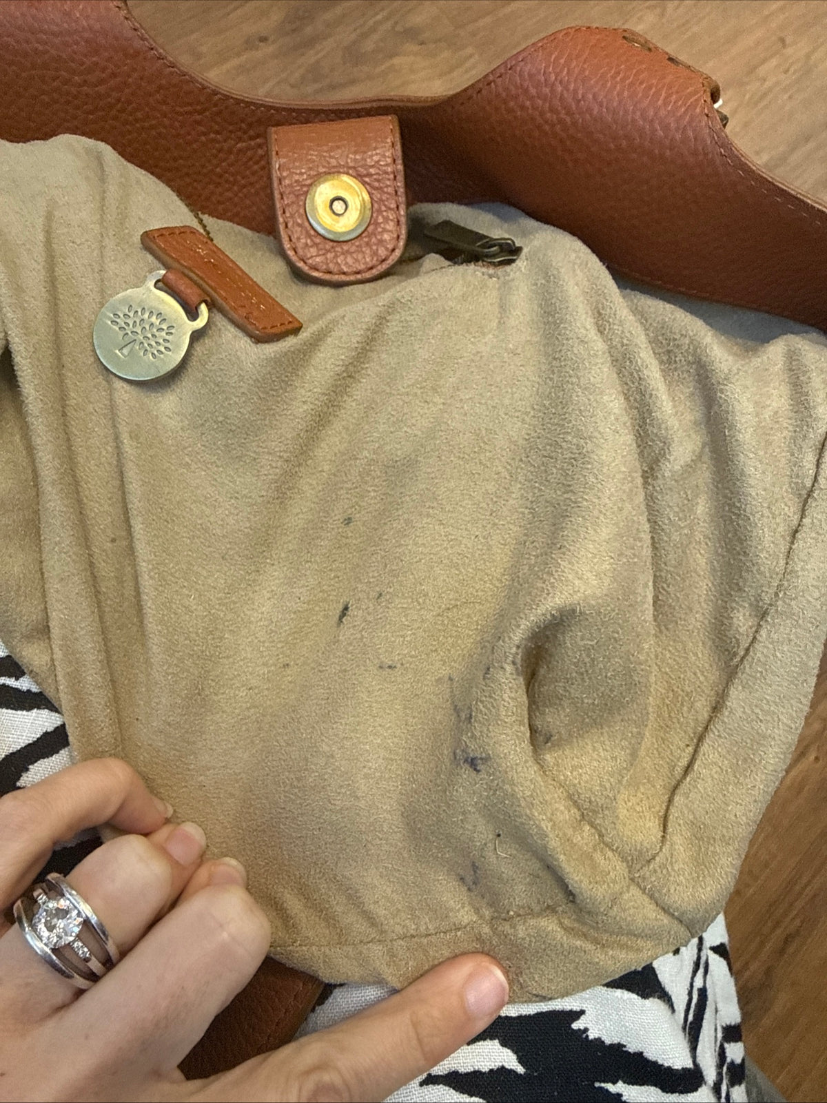 Mulberry Shoulder Bag — Brown & White Leather