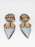 Valentino Garavani Rockstud Caged Pointed-Toe Pumps in Powder Blue – Size EU 38