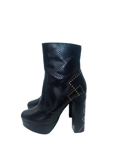 Camilla Platform Boots – Flight Of Amun-Ra – Black Studded Snakeskin Emboss – RRP $568- 39