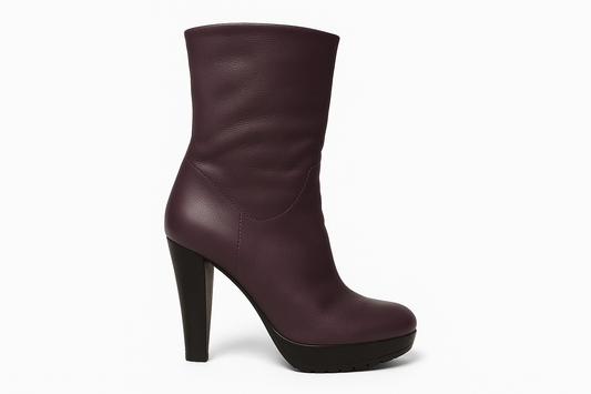 Lanvin Burgundy Leather Platform Boots – High Heel Ankle Boots, Parisian Luxury- Size 36
