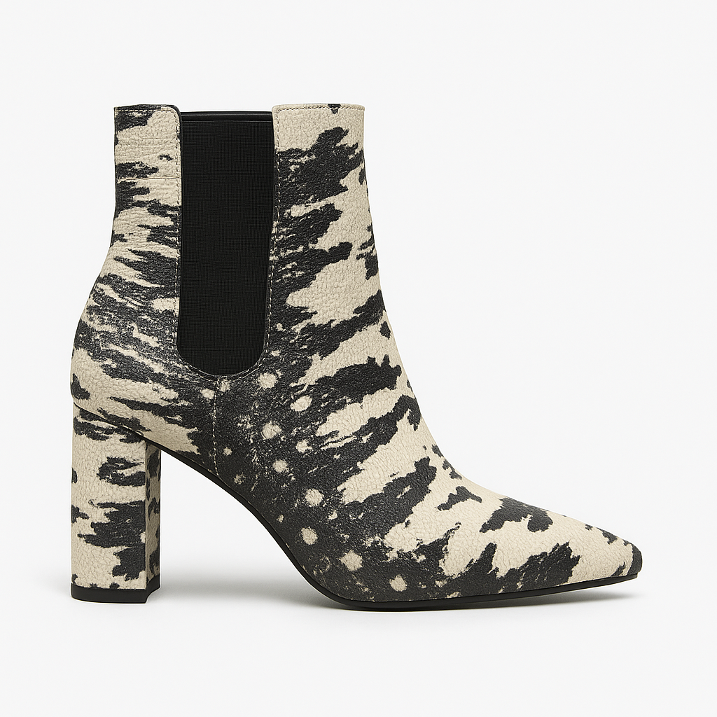 Zimmermann Black & White Animal Print Ankle Boots – Block Heel Chelsea Style- Size 37