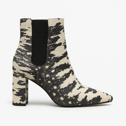 Zimmermann Black & White Animal Print Ankle Boots – Block Heel Chelsea Style- Size 37