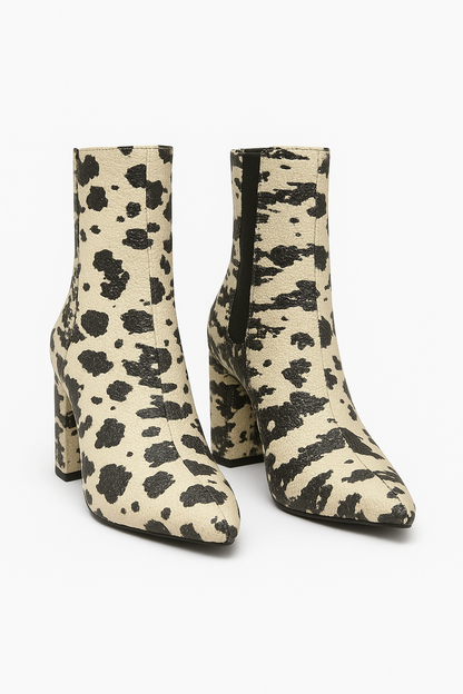 Zimmermann Black & White Animal Print Ankle Boots – Block Heel Chelsea Style- Size 37