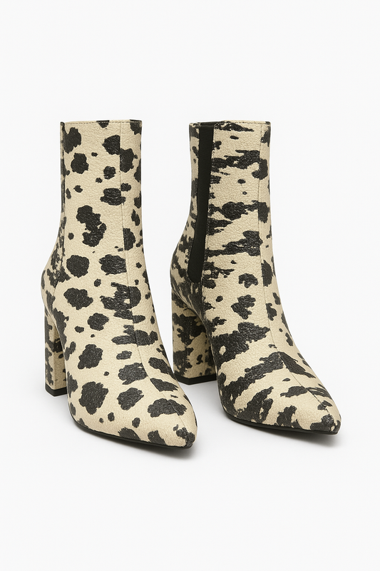 Zimmermann Black & White Animal Print Ankle Boots – Block Heel Chelsea Style- Size 37