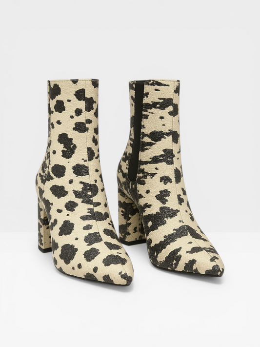 Zimmermann Black & White Animal Print Ankle Boots – Block Heel Chelsea Style- Size 37