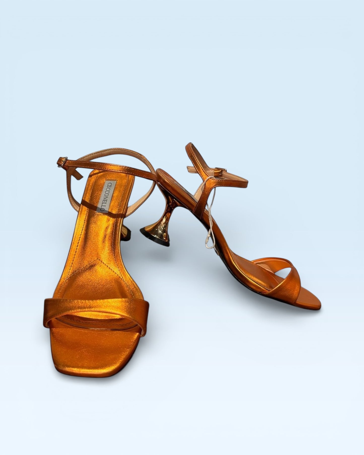 Cecconello Metallic Orange Mini Heel Sandals – Size 39