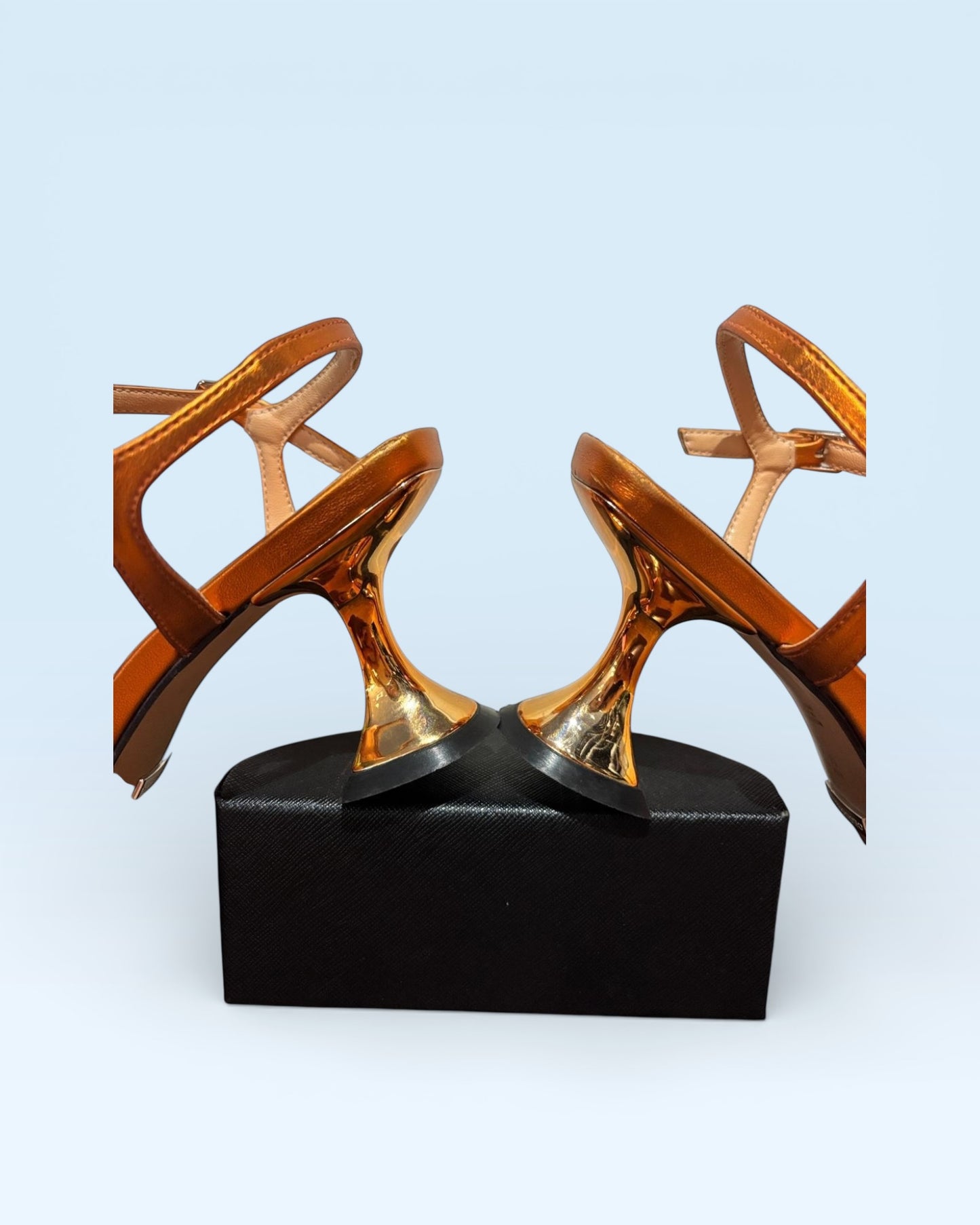 Cecconello Metallic Orange Mini Heel Sandals – Size 39
