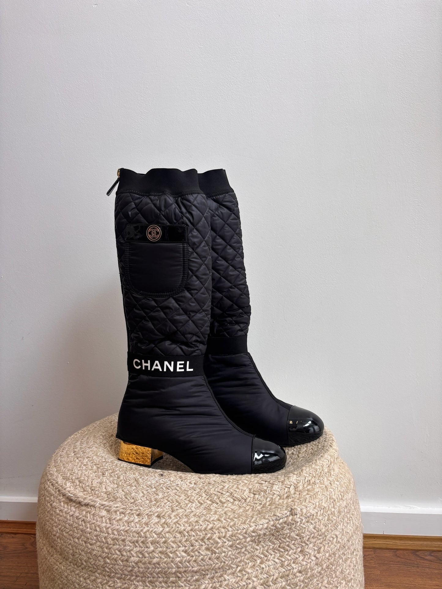 Chanel Convertible Quilted Fabric Leather Boots - 38