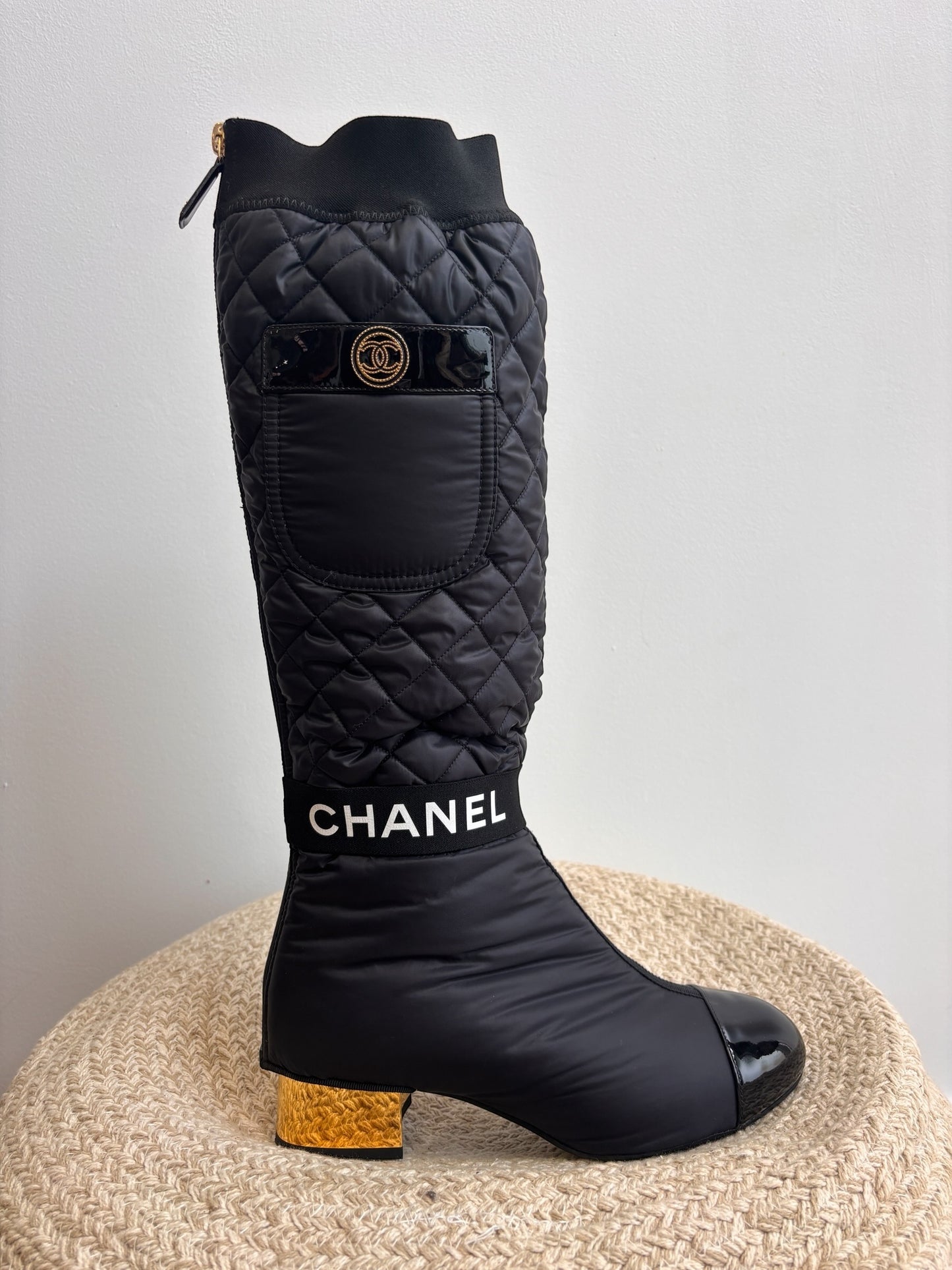 Chanel Convertible Quilted Fabric Leather Boots - 38
